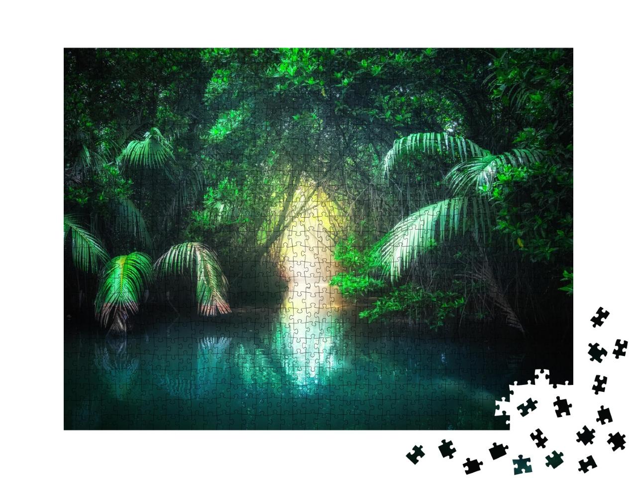 Puzzle de 1000 pièces « Paysage de jungle fantaisiste avec lac, Sri Lanka »