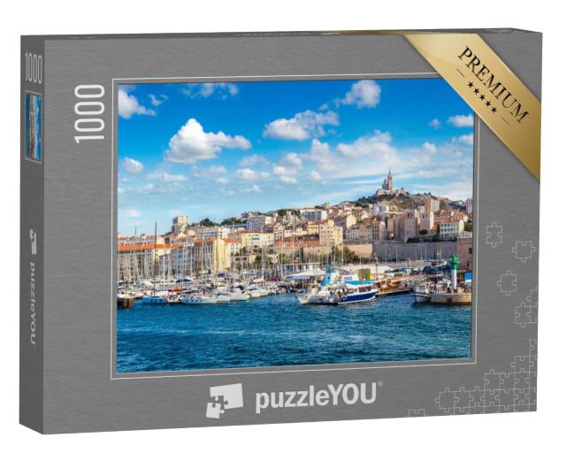 Puzzle de 1000 pièces « Basilique Notre Dame de la Garde et port, Marseille, France »