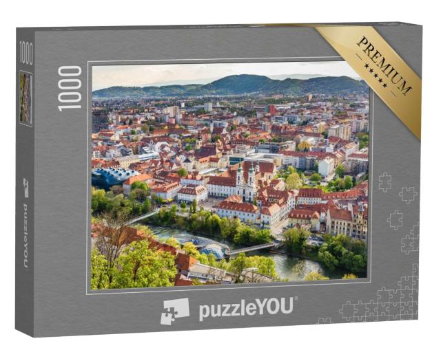 Puzzle de 1000 pièces « Vue aérienne du centre-ville de Graz, Autriche »