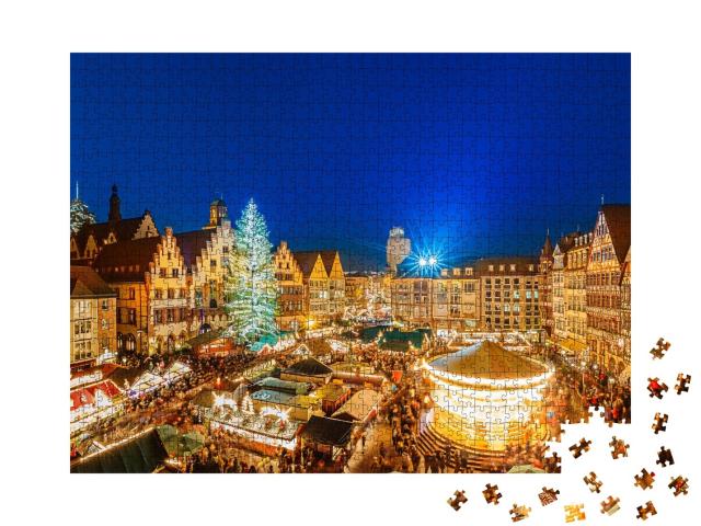 Puzzle de 1000 pièces « Marché de Noël traditionnel dans la vieille ville de Francfort, Allemagne »