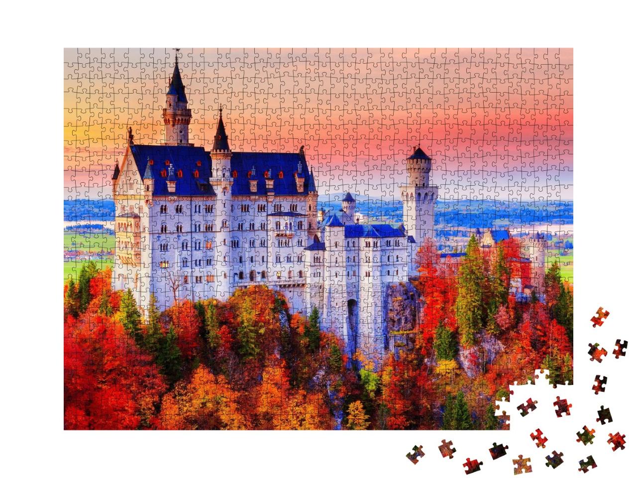 Puzzle de 1000 pièces « Neuschwanstein, le château de conte de fées du roi Louis II de Bavière »