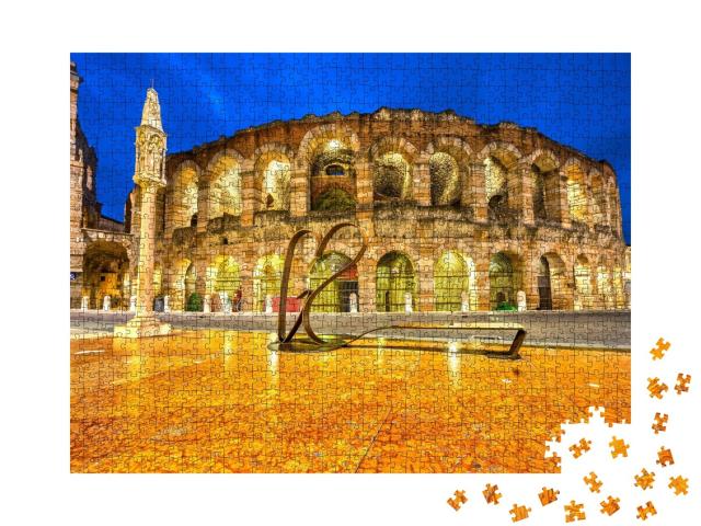 Puzzle de 1000 pièces « Vue nocturne des célèbres arènes, Vérone, Italie »