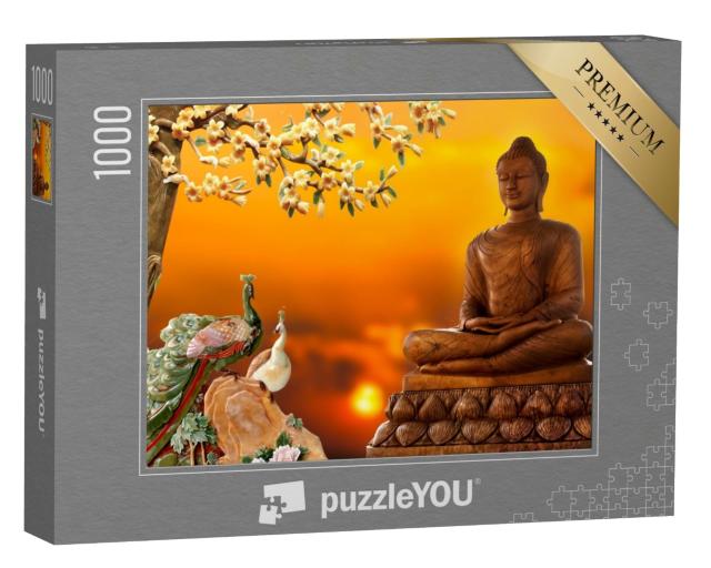 Puzzle 1000 pièces - Statue de Bouddha sur la pierre Puzzle - Pièces  imbriquées coupées uniques - 1000 pièces (26x38cm)