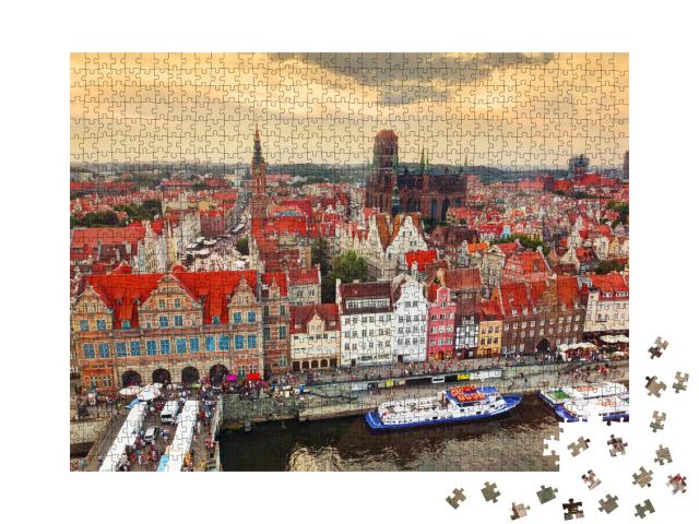 Puzzle de 1000 pièces « Panorama de la vieille ville de Gdansk, Pologne »