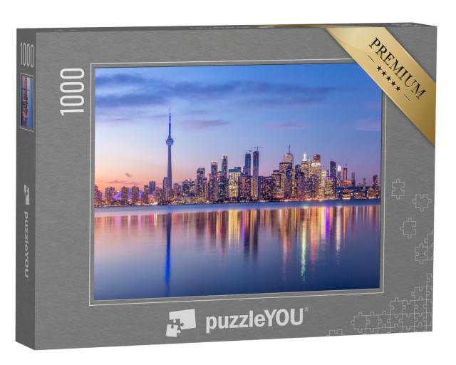 Puzzle de 1000 pièces « Skyline de Toronto avec lumière violette, Canada »