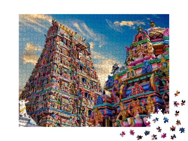 Puzzle de 1000 pièces « Gopura multicolore dans le temple hindou de Kapaleeshwarar, Inde »