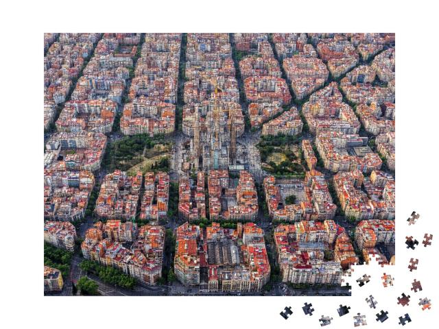 Puzzle de 1000 pièces « Spectaculaire vue aérienne de Barcelone avec la Sagrada Familia »