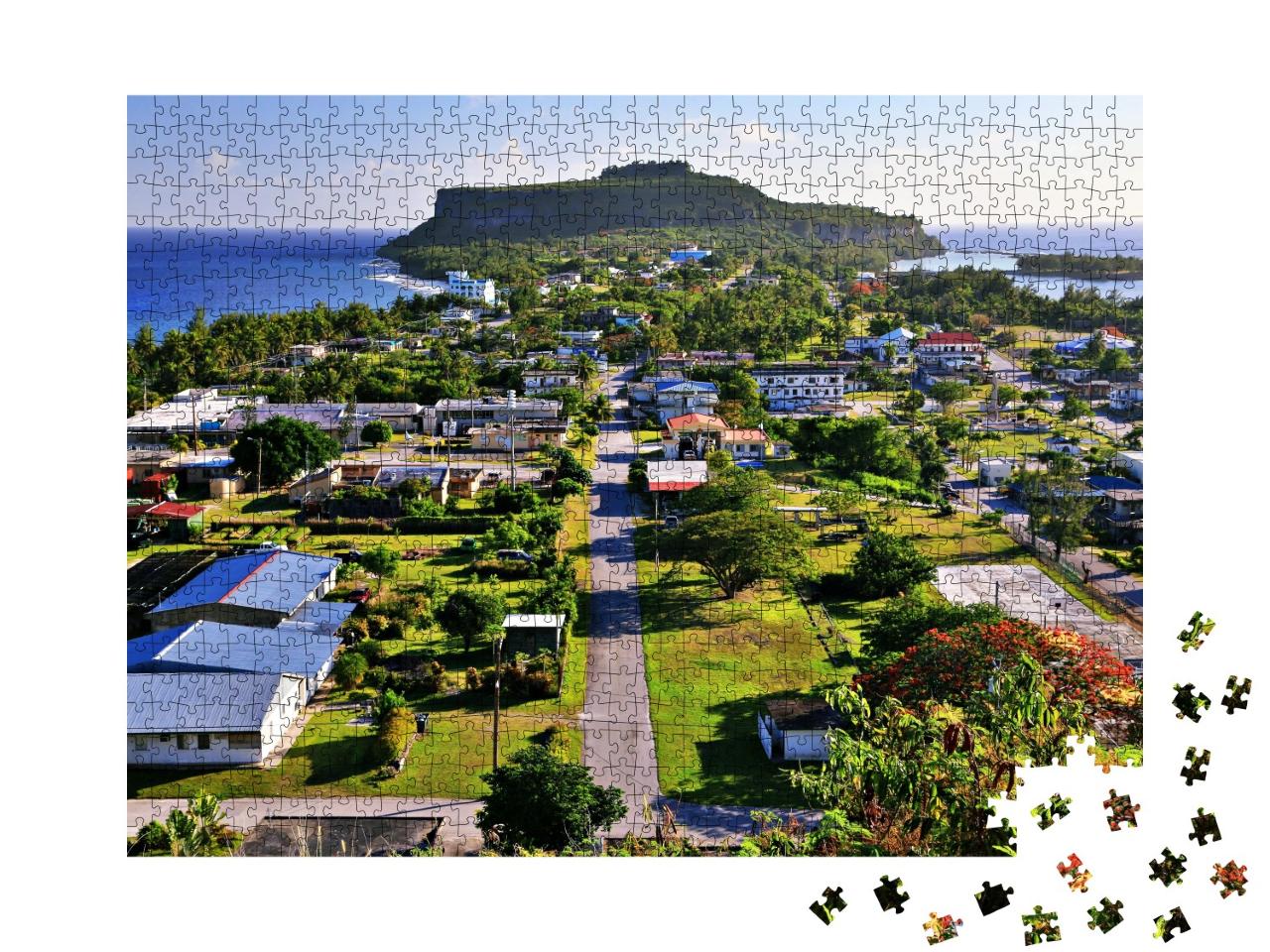 Puzzle de 1000 pièces « Vue du village de Song Song depuis l'observatoire, Rota, îles Mariannes du Nord »
