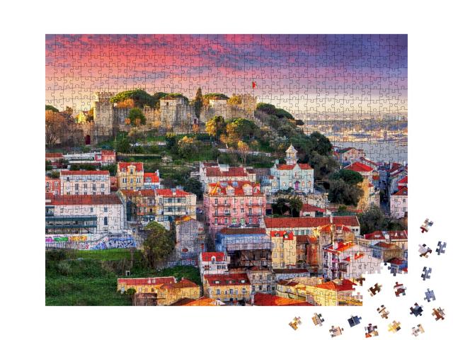 Puzzle de 1000 pièces « Lisbonne, ligne d'horizon avec le château de Sao Jorge »