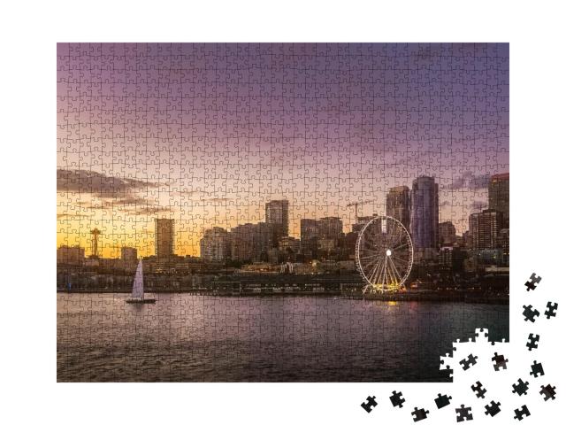 Puzzle de 1000 pièces « Elliott Bay au crépuscule, Seattle »