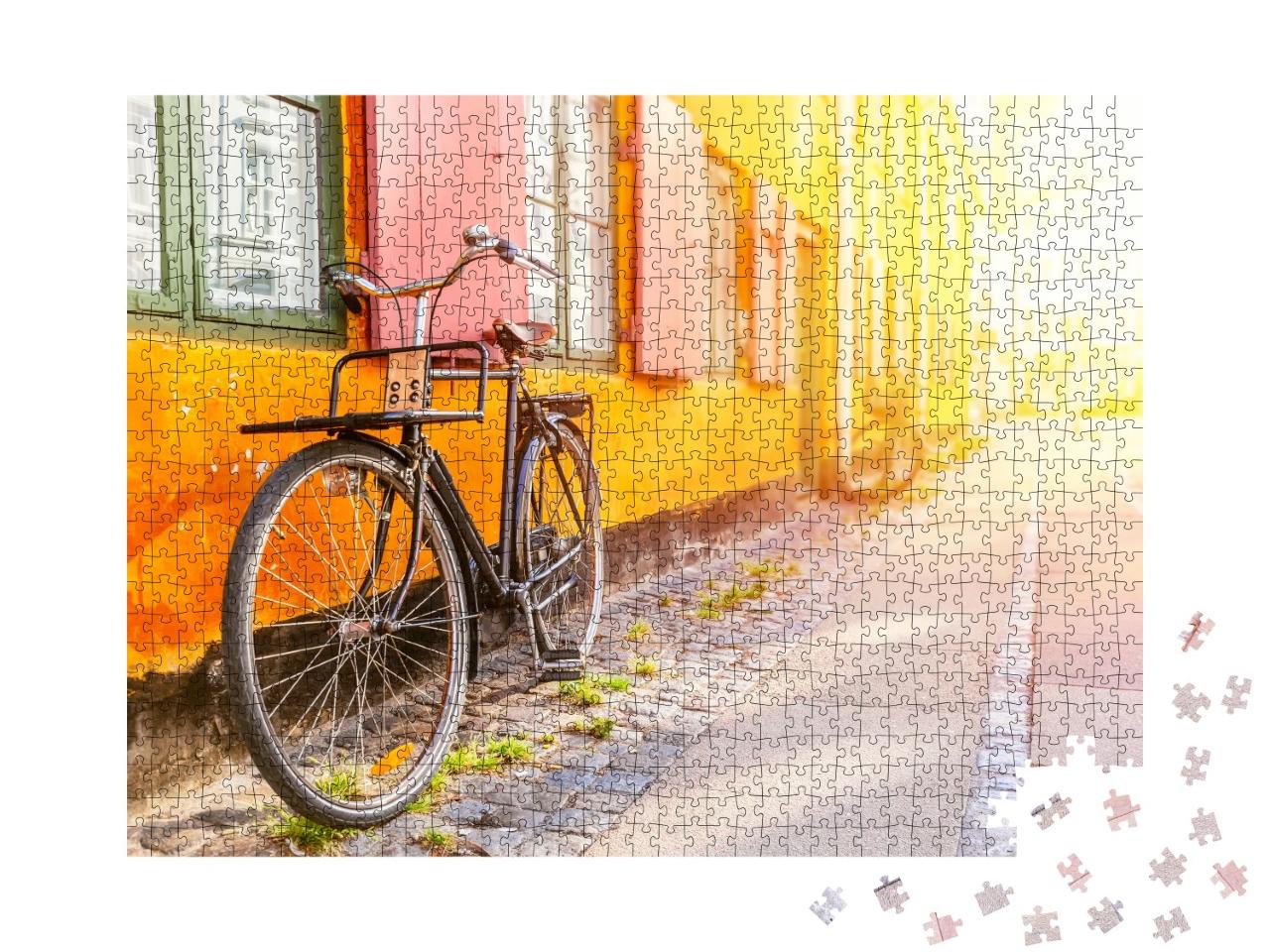 Puzzle de 1000 pièces « Ancienne maison jaune du quartier de Nyboder, Copenhague, Danemark »