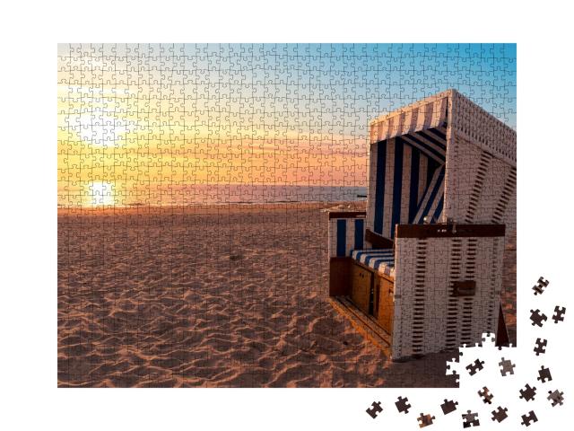 Puzzle de 1000 pièces « Sylt : rivage de la mer du Nord et plage au coucher du soleil »