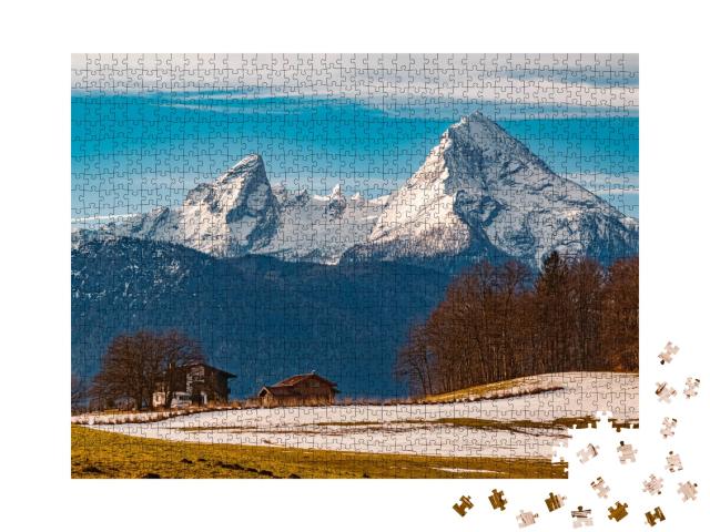 Puzzle de 1000 pièces « Paysage hivernal au Watzmann, Allemagne »