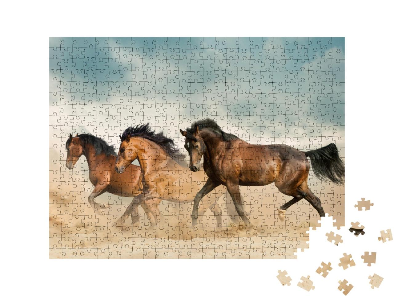 Puzzle de 500 pièces « Des chevaux bruns errent dans le désert »