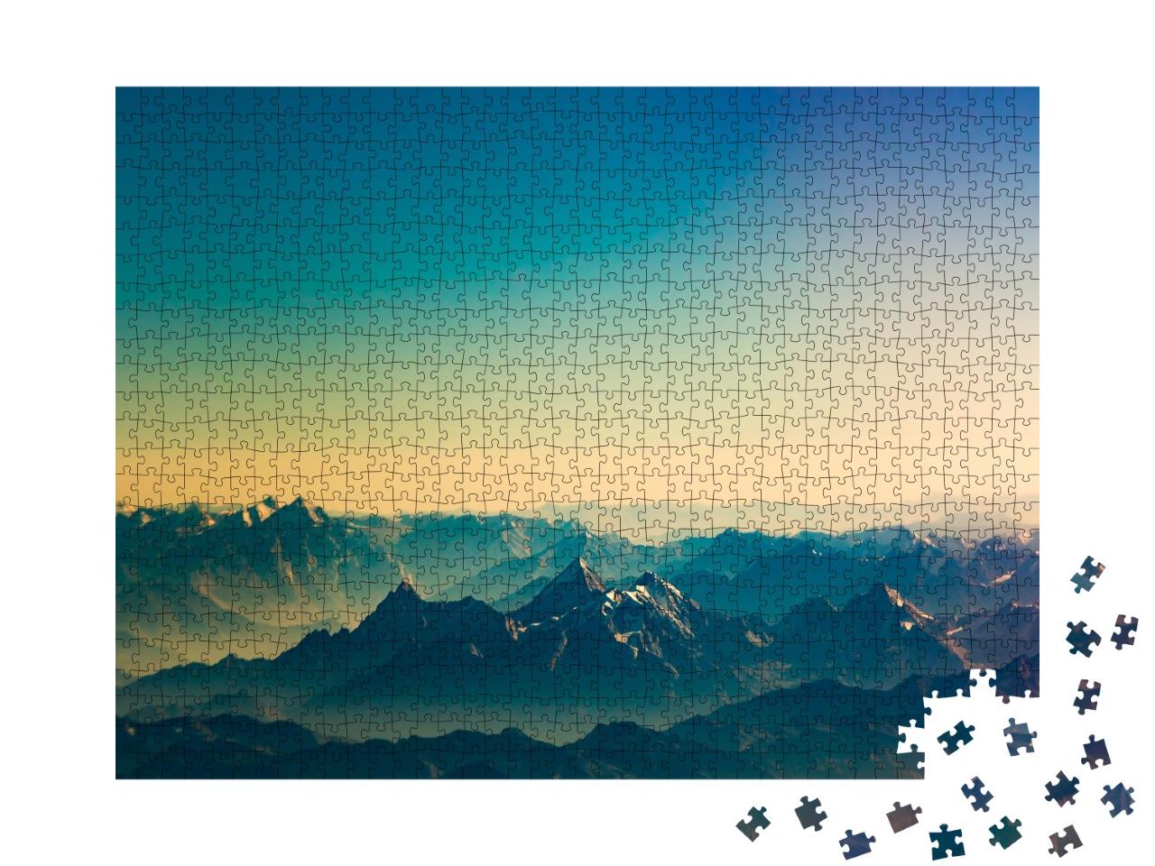 Puzzle de 1000 pièces « Les majestueux sommets de l'Himalaya au coucher du soleil »