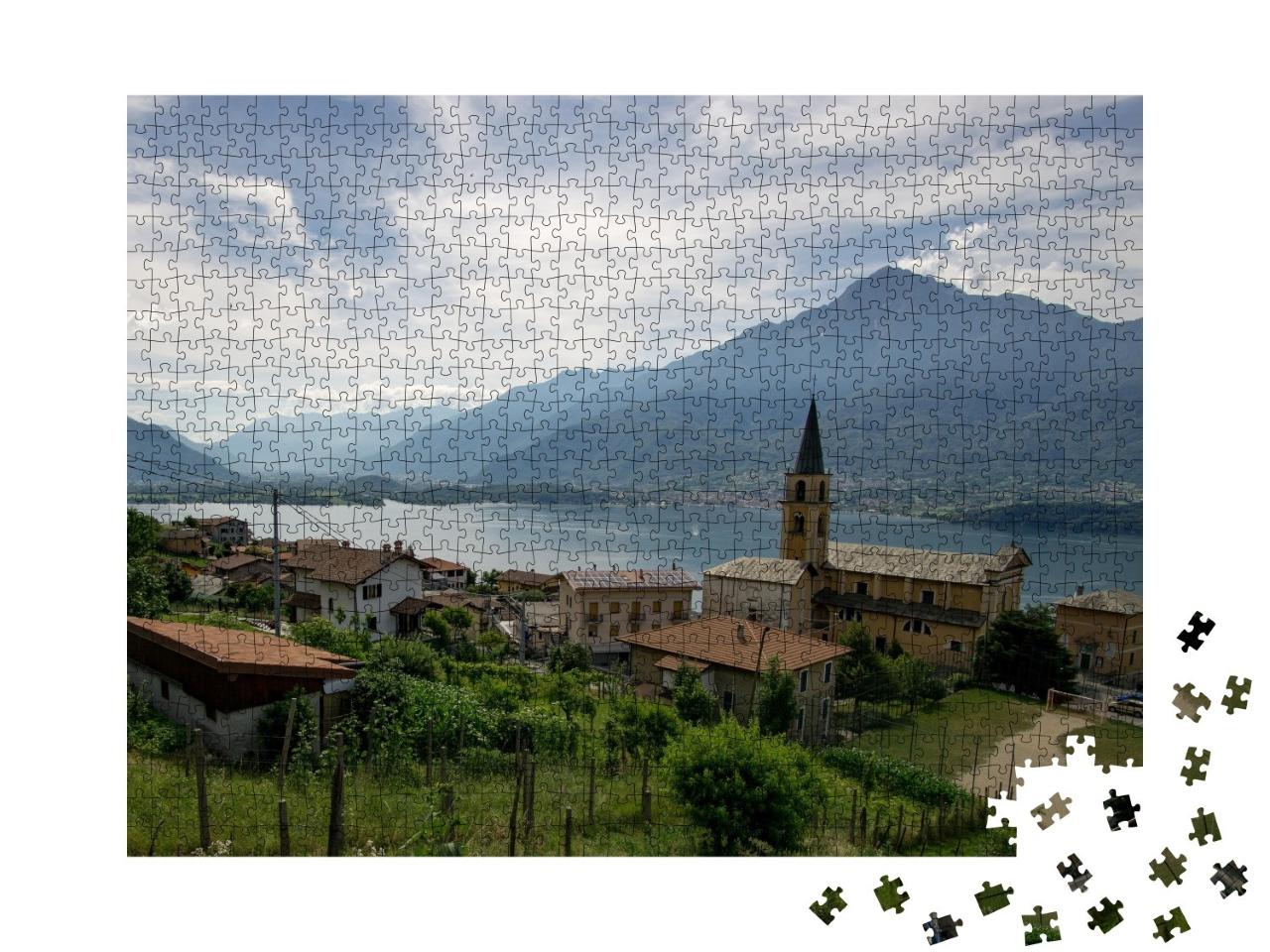 Puzzle de 1000 pièces « Mer de Côme avec montagnes et nuages, Lombardie, Italie »