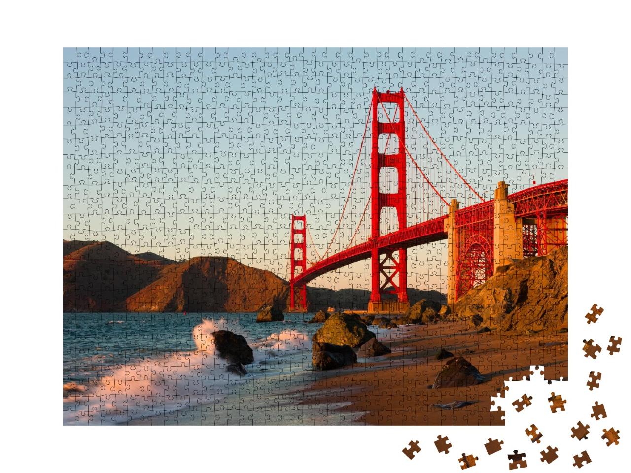 Puzzle de 1000 pièces « Le Golden Gate Bridge à San Francisco au coucher du soleil »