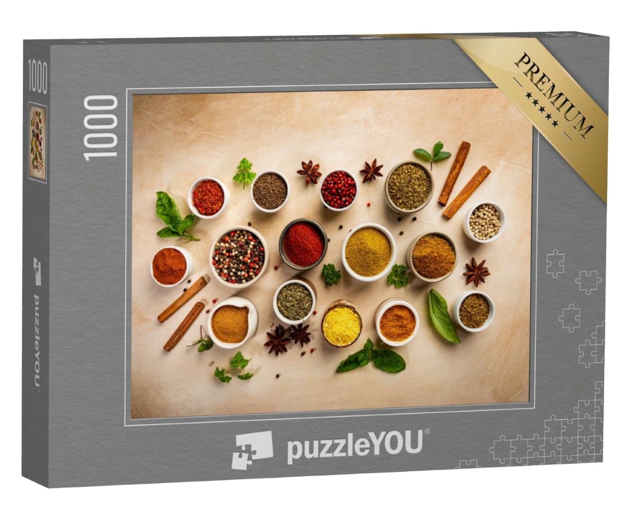 Puzzle de 1000 pièces « Herbes et épices en barquettes »