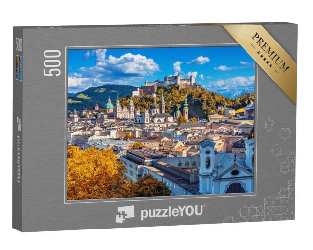 Puzzle de 500 pièces « Skyline de Salzbourg avec la forteresse Hohensalzburg en automne, Autriche »