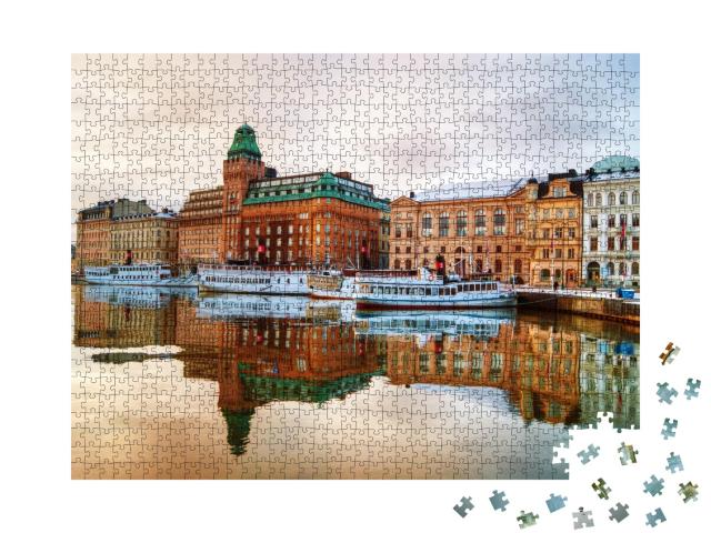 Puzzle de 1000 pièces « Vue du centre de Stockholm à l'aube »