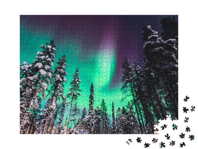 Puzzle de 1000 pièces « Aurora Borealis : les aurores boréales au-dessus de la Norvège »