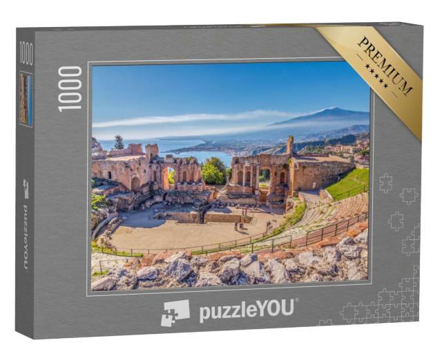 Puzzle de 1000 pièces « Théâtre grec antique à Taormine devant le volcan Etna, Sicile, Italie »