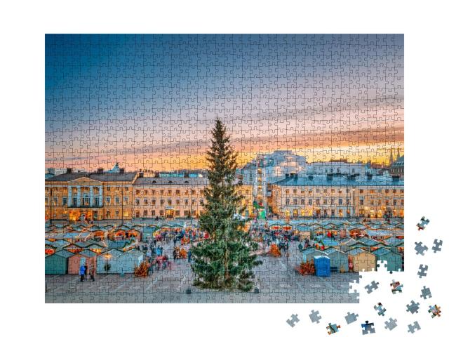 Puzzle de 1000 pièces « Marché de Noël de la place du Sénat, Helsinki, Finlande »