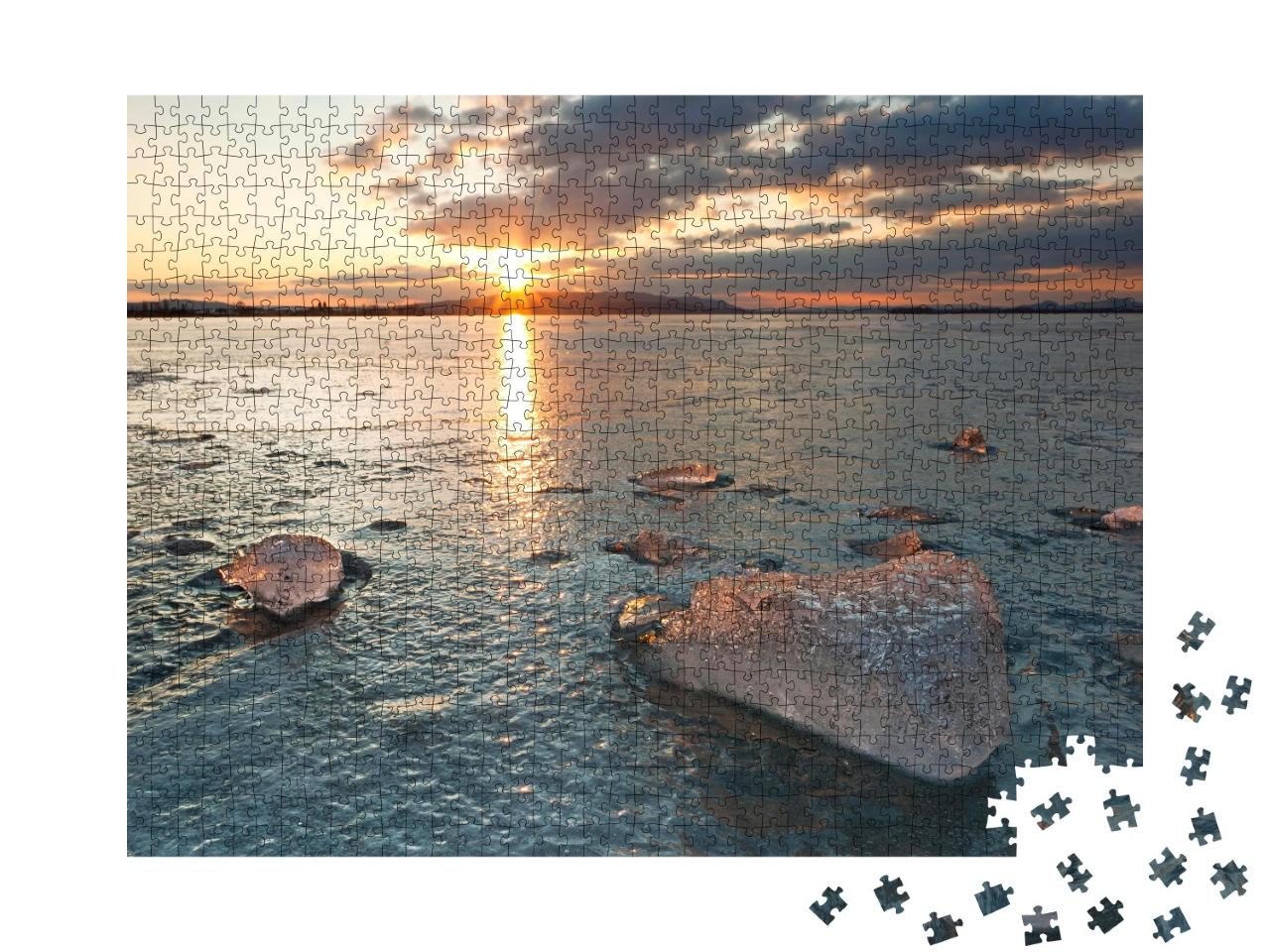 Puzzle de 1000 pièces « Eis sur le lac de Constance, Allensbach, Allemagne »