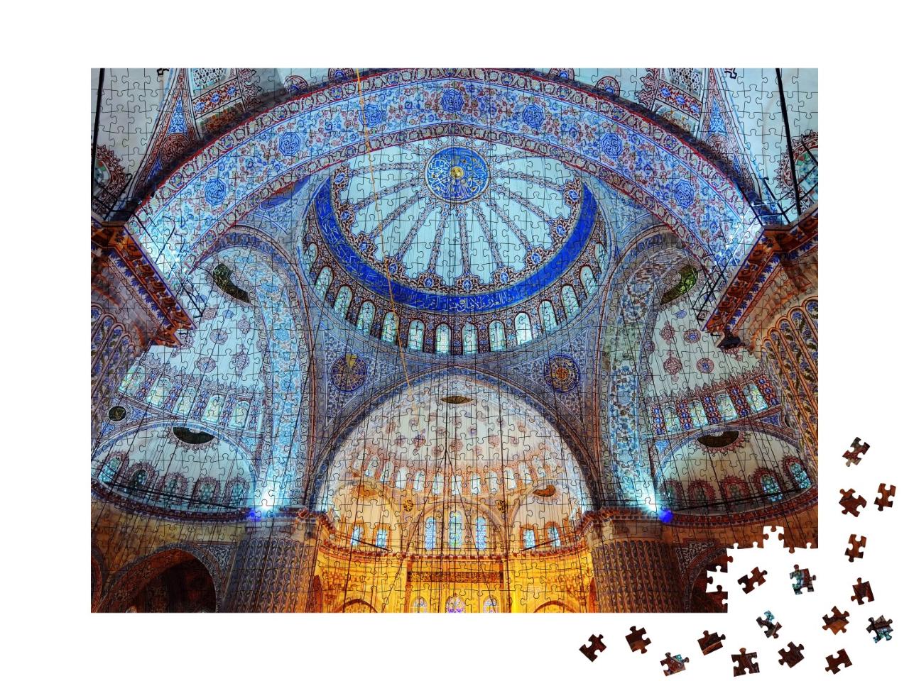 Puzzle de 1000 pièces « Intérieur de la Mosquée Bleue à Istanbul »