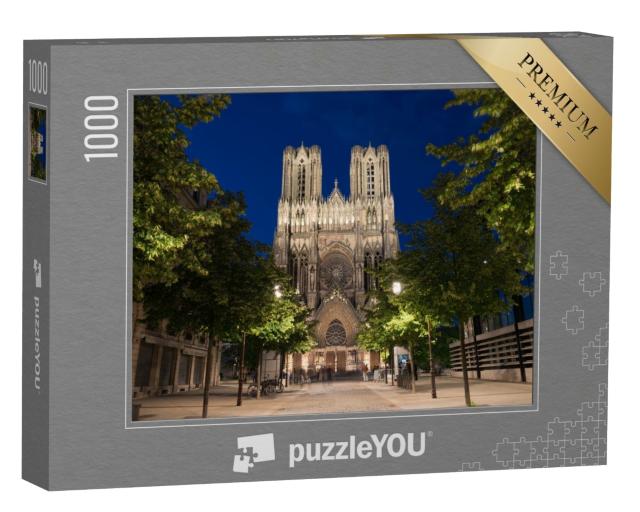 Puzzle de 1000 pièces « La célèbre Notre-Dame de Reims au crépuscule »