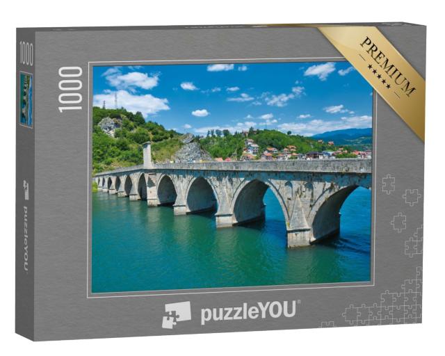 Puzzle de 1000 pièces « Pont Mehmed-Pasa-Sokolovic, rivière Drina, Visegrad »