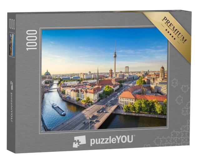 Puzzle de 1000 pièces « Skyline de Berlin avec la Spree au coucher du soleil, Allemagne »