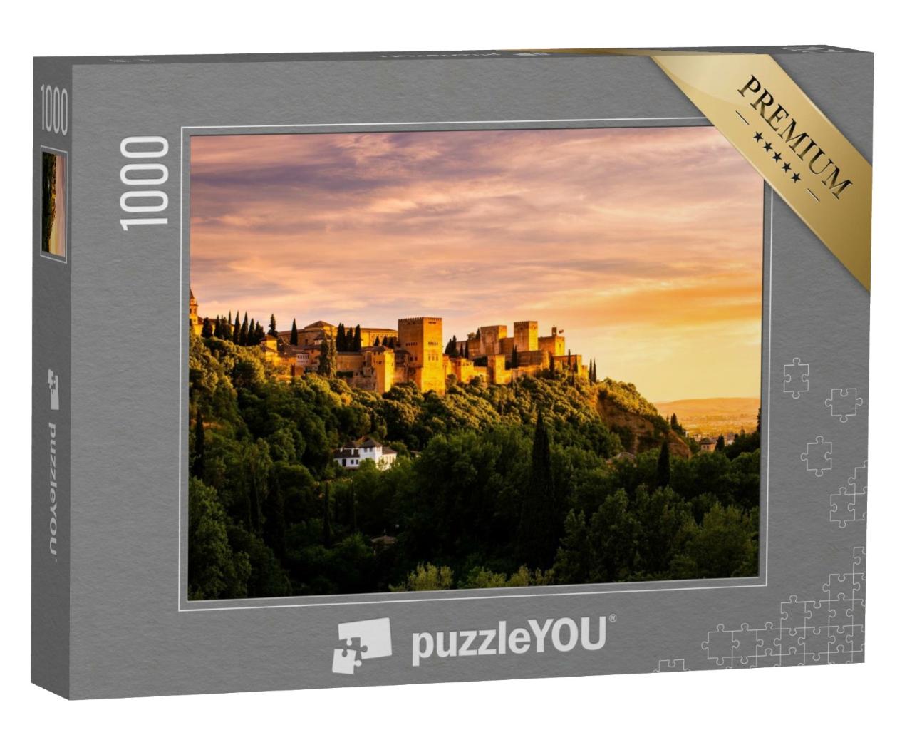 Puzzle de 1000 pièces « Coucher de soleil enchanteur sur l'Alhambra, Grenade, Espagne »