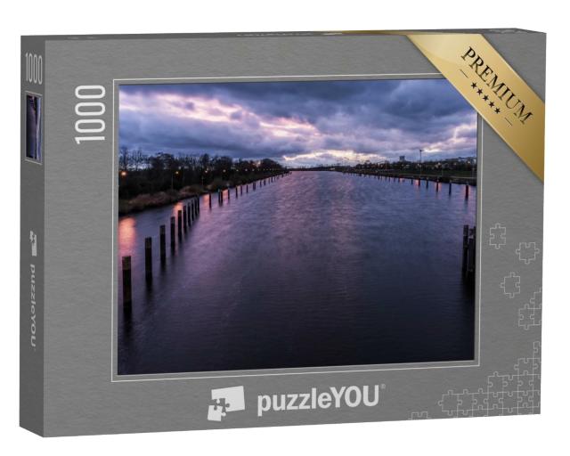 Puzzle de 1000 pièces « Coucher de soleil sur l'Elbe »