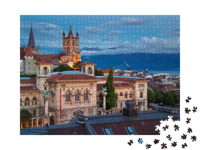 Puzzle de 1000 pièces « Magnifique paysage urbain de Lausanne, Suisse »
