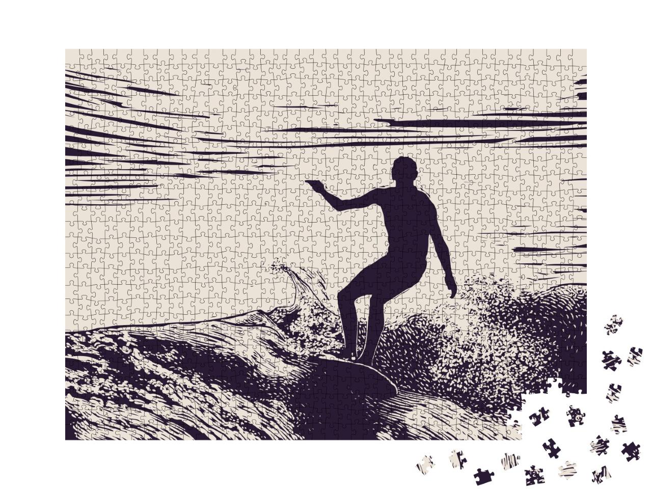 Puzzle de 1000 pièces « Silhouette d'un surfeur »