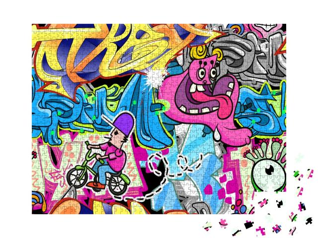 Puzzle de 1000 pièces « Mur entièrement recouvert de graffitis »