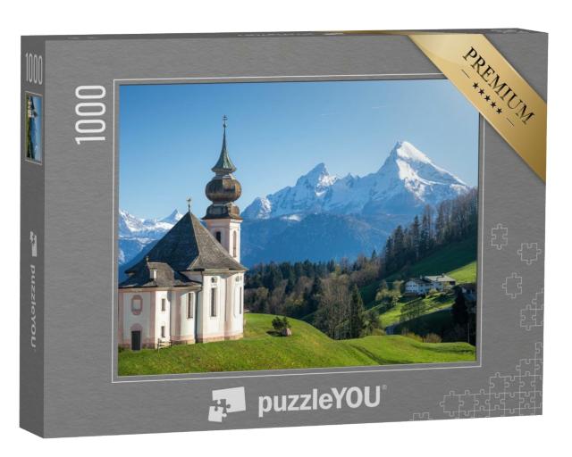 Puzzle de 1000 pièces « Sommet enneigé du Watzmann et Maria Gern, Berchtesgadener Land »