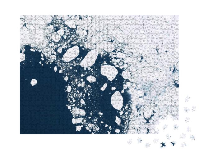 Puzzle de 1000 pièces « Glaciers et fonte des glaces : image satellite des régions nordiques »