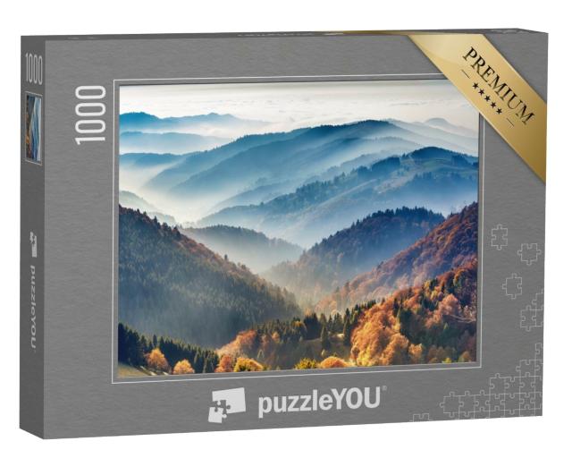 Puzzle de 1000 pièces « Forêt-Noire pittoresque : montagnes dans le brouillard, Bade-Wurtemberg, Allemagne »