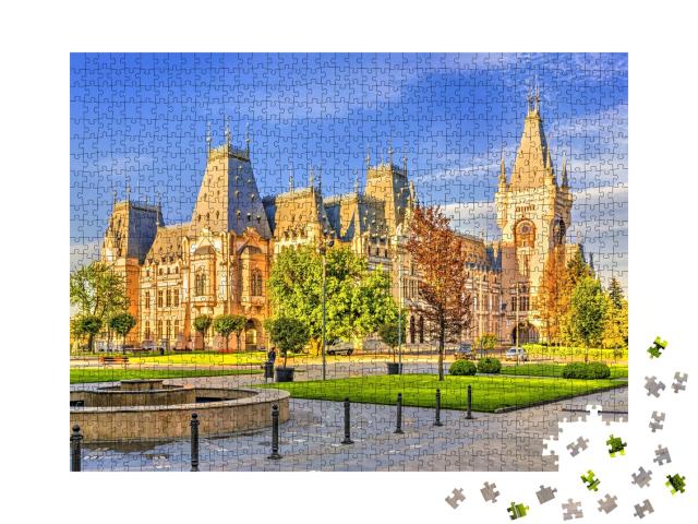 Puzzle de 1000 pièces « Palais de la culture sur la place centrale de la ville de Iasi, Moldavie, Roumanie »