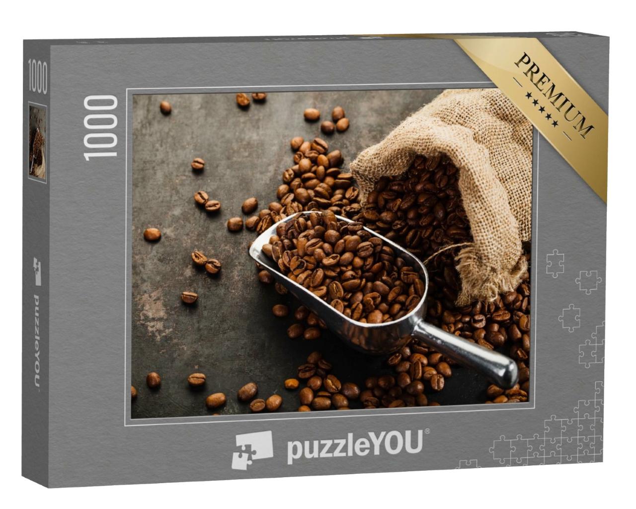 Puzzle de 1000 pièces « Mesure à la pelle pour des grains de café parfumés »