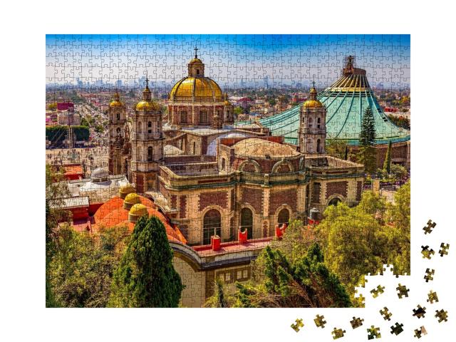 Puzzle de 1000 pièces « Ancienne et nouvelle basilique à Mexico »