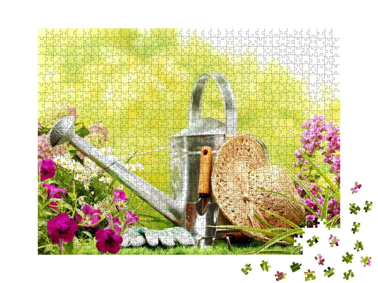 Puzzle de 1000 pièces « Outils de jardin et fleurs »