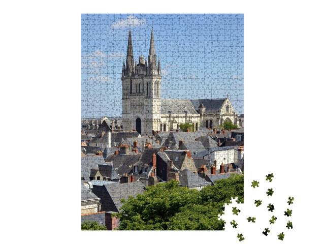 Puzzle de 1000 pièces « Vue aérienne de la ville d'Angers avec la cathédrale Saint Maurice »