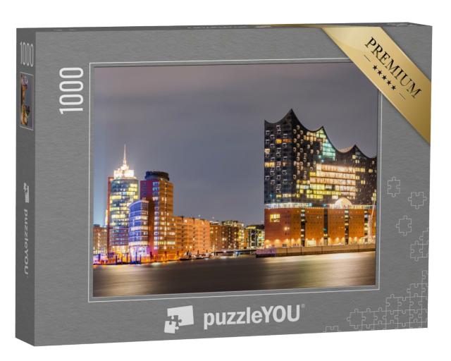 Puzzle de 1000 pièces « L'Elbphilharmonie et le port de Hambourg la nuit »