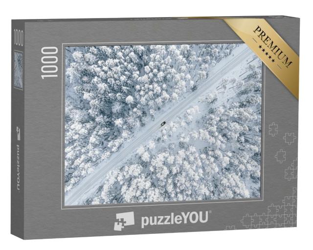 Puzzle de 1000 pièces « Un chemin forestier enneigé »