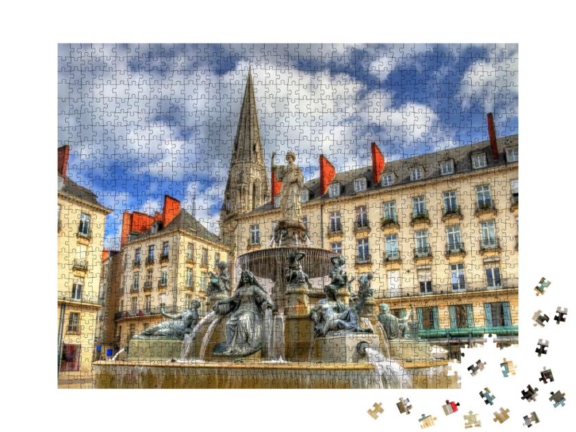 Puzzle de 1000 pièces « Fontaine de la Place Royale à Nantes - France, Loire-Atlantique »