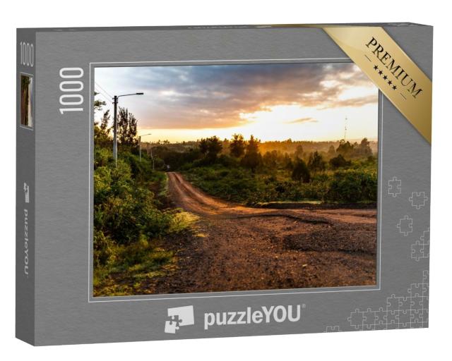 Puzzle de 1000 pièces « Rue au lever du soleil, Nanyuki, Kenya »
