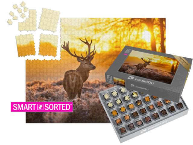 SMART SORTED® | Puzzle photo 1000 pièces « Cerf élaphe au soleil du matin »